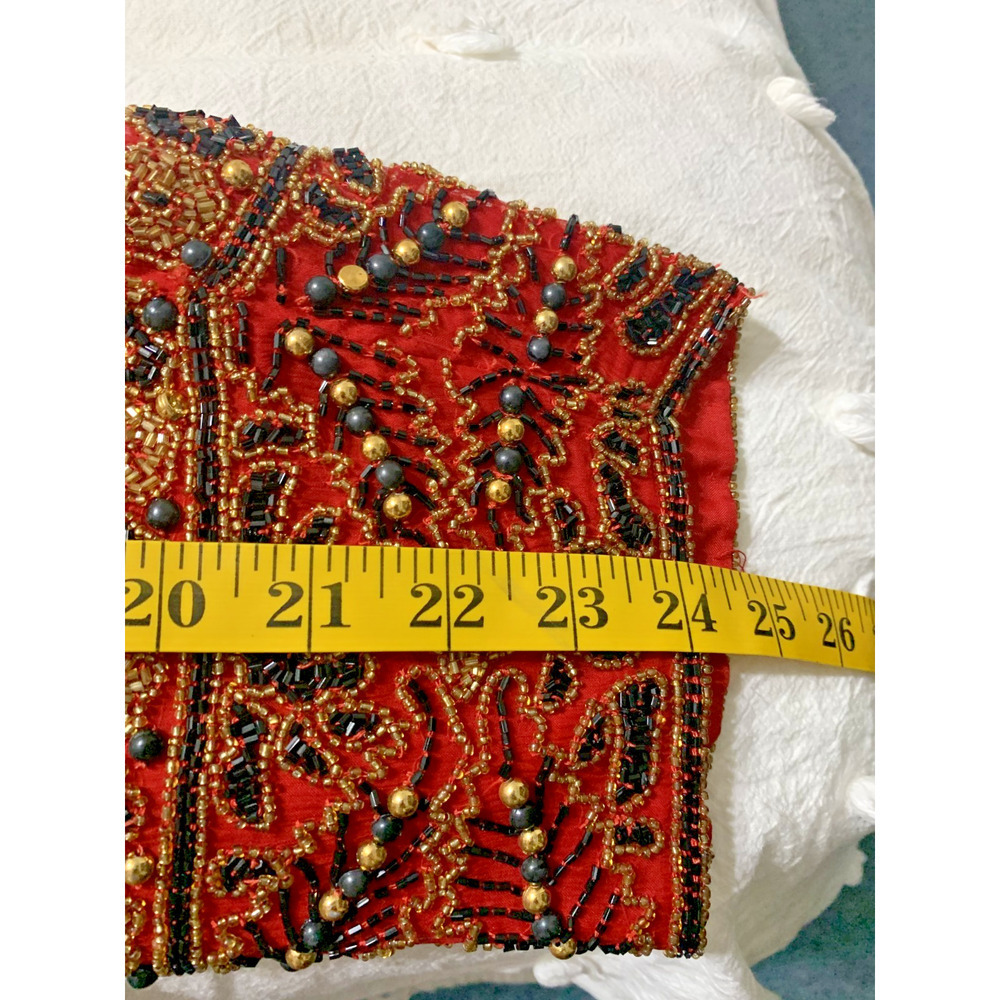 Vintage Lawrence Kazaar Silk Sequined Jacket Red 4X Holiday Party Mardi Gras - Picture 9 of 10